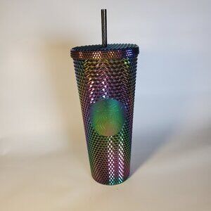 Starbucks Tumbler Cup Oil Slick Black Rainbow Studded Venti Halloween 2023 NWT